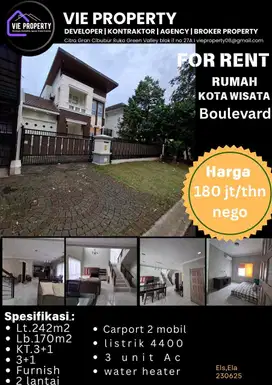 Di Sewakan Rumah Mewah Full Furnish Boulevard. Kota Wisata Cibubur.