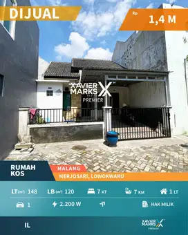 DIJUAL RUMAH KOST SUPER STRATEGIS AREA KAMPUS DI MERJOSARI, MALANG