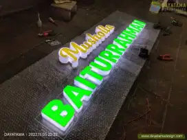 huruf timbul nyala plat + akrilik