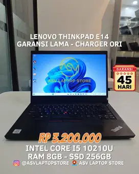 LENOVO THINKPAD E14 CORE I5 10210U LAPTOP ULTRABOOK RAM 8GB SSD 256GB