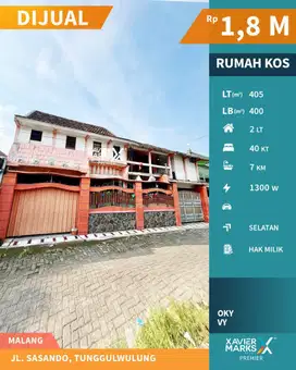DIJUAL Murah Kost 40 KT Harga Tanah Saja di Belakang kampus UMM, Mlg