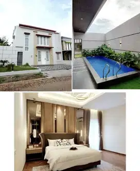 DIJUAL RUMAH CLUSTER TANJUNG BUNGA ADA KOLAM RENANG FULL PERABOT
