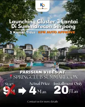Rumah elit! Cluster Bellefont summarecon serpong only 4,2m saja DP 10%