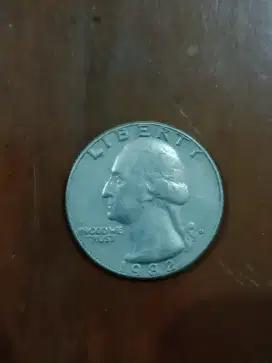 Uang Koin Quarter Dollar USA Liberty 1982