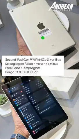 Second iPad Gen 9 WiFi Only 64 Gb Silver iBox