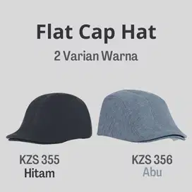 Kuzatura Topi Pria Flat Cap Hat KZS 355 Hitam & KZS 356 Abu 2 Varian