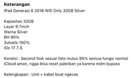 ipad gen 6 silver 32gb wifi only