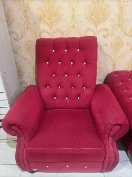 sofa set ruang tamu warna merah