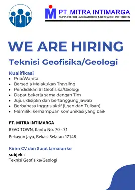 Lowongan Kerja Teknisi Geofisika/Geologi & Teknisi Eletronika PT.MITRA