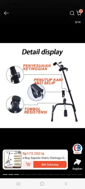 Sepeda Statis gym fitness terapi kaki tangan