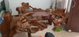Meja kursi bonggol kayu jati