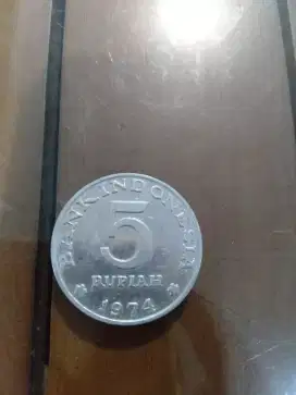 Uang koin 5 rupiah 1974