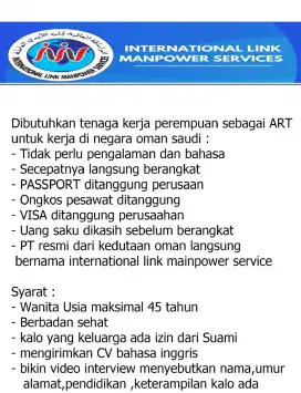 Dicari segera langsung kerja cewe art baca keterangan di photo