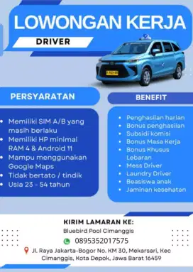 lowongan kerja di pt blue bird pool cimanggis
