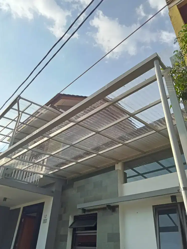Kanopi rangka hologalvanis atap solartuf talang air