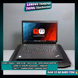 Lenovo Thinkpad T490s Core i7 8665U Gen8 Ram32GB Ssd512GB Layar 14inch