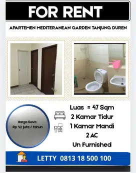 Apartemen Mediteranean Garden Tanjung Duren Rp 42 Juta / tahun