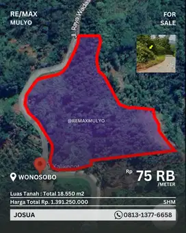 Dijual Tanah Murah Seluas 18.550 M2