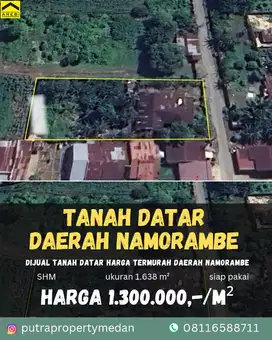 DIJUAL TANAH DATAR DAERAH NAMORAMBE