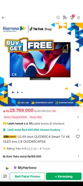 LG OLED C4 65 inchi, join promo 1 gratis 1