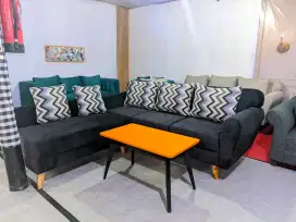 Sofa tamu L murah