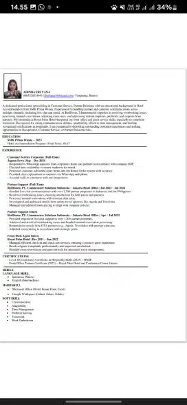 CARI LOWONGAN KERJA RECEPTIONIST DAN CUSTOMER SERVICE