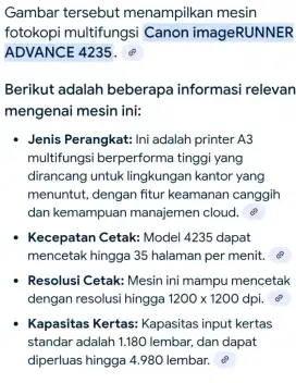 Mesin poto copy canon 4235 berwarna A3
