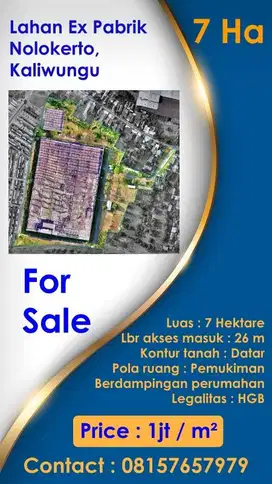 Lahan ex Pabrik Nolokerto Kaliwungu Jual Cepat