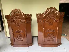 Mimbar podium ukir materil dari bahan kayu jati tanpa campuran