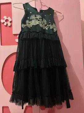 Dress pesta anak mewah hitam Balloon Italy