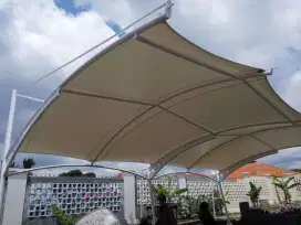 Kanopi rangka besi pipa bulat atap membrane