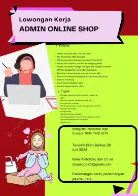 Lowongan kerja admin online shop