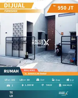 DIJUAL RUMAH BARU + FURNISHED & ELEKTRONIK DI BANDULAN BARAT, MALANG
