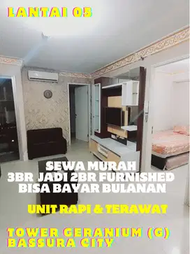 SEWA MURAH BULANAN 3BR MODIF 2BR TOWER G LT 5 APARTEMEN BASSURA CITY