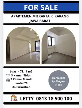 Apartemen Miekarta Cikarang Rp 650 Juta Nego