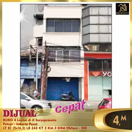 DIJUAL RUKO 4 Lantai di Jl Suryopranoto Petojo - Jakarta Pusat - DO