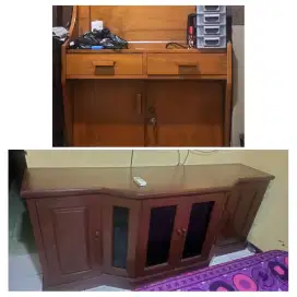 dijual cepat meja belajar dan bupet kayu