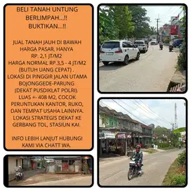Tanah pinggir jalan raya harga dibawah pasar di Bojonggede-Bogor 09.