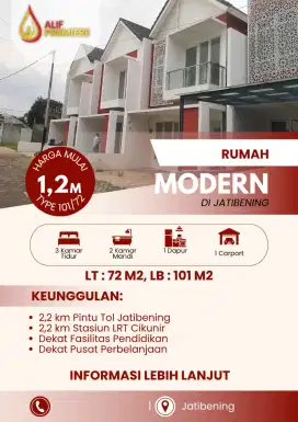 Rumah readystock 1lantai di jatibening dekat pintu TOL jatiwarna