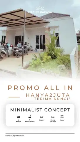 Rumah 36/72 ALL in 2jt Angsuran 2 jutaan Gratis 2x Angsuran