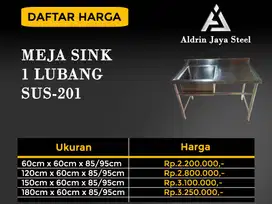 Sink Stainless Steel / Meja Cuci Piring 1 Bowl 1 Lubang 201 & 304