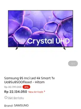 Samsung Led tv smart 85 inci