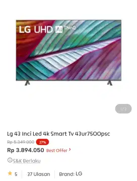 LG LED TV SMART TV 43'