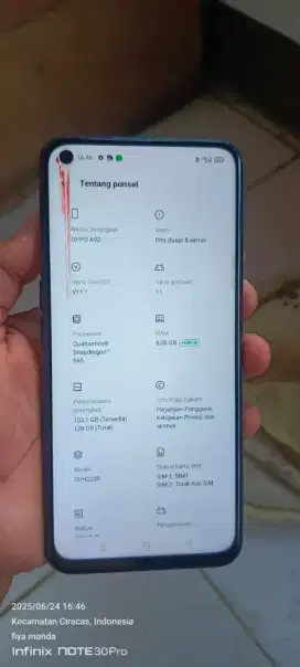 Opo. A92.  8+5/128. Mnus noda dkit bwah camera sgel masih orian