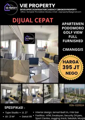 BANTING HARGA  DIJUAL  APART TYPE STUDIO PODOMORO GOLF VIEW CIMANGGIS