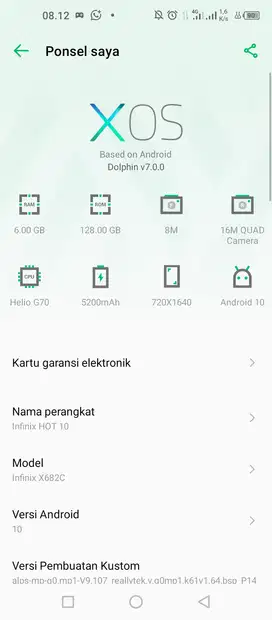 Infinix hot 10 RAM 6 128Gb