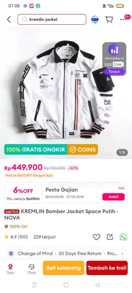 jaket kmerlin size xl 1x pake