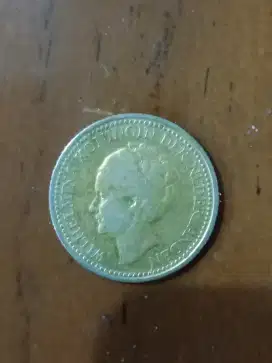 Koin Uang Kuno Wilhelmina 1/2 G Tahun 1922