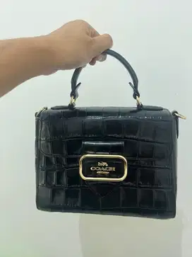 Coach morgan black croco auth 100%