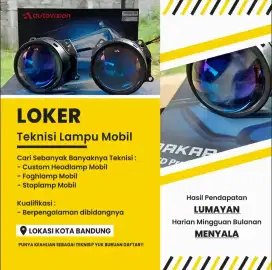 Loker Teknisi Lampu Mobil Motor Teknisi Kaca Film Teknisi Audio Mobil